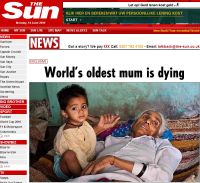 oudste moeder ter wereld stervende